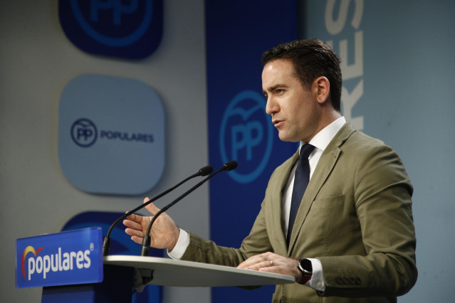 El secretario general del Partido Popular, Teodoro García Egea, ofrece declaraciones a los medios en la sede nacional del partido tras una reunión del Comité de Dirección del partido.