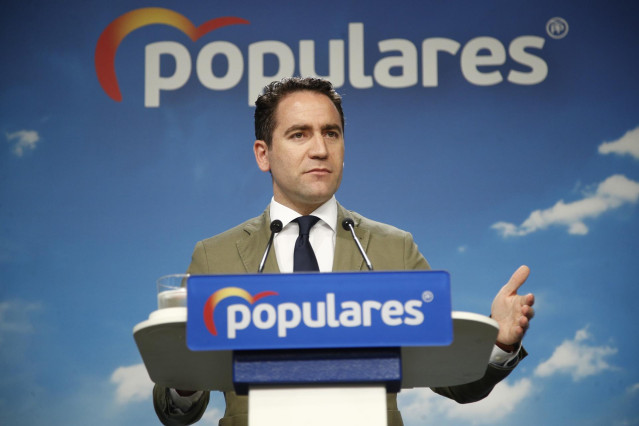 El secretario general del Partido Popular, Teodoro García Egea, ofrece declaraciones a los medios en la sede nacional del partido tras una reunión del Comité de Dirección del partido.