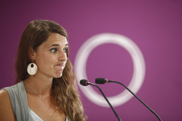 La portavoz de Podemos y diputada de Unidas Podemos, Noelia Vera, ofrece en rueda de prensa