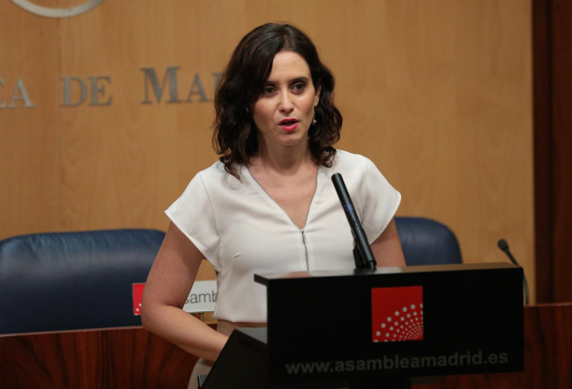 La candidata del PP a la Presidencia de la Comunidad, Isabel Díaz Ayuso, esta semana en la Asamblea de Madrid.