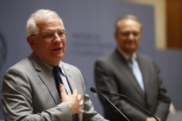 El ministro de Asuntos Exteriores, Unión Europea y Cooperación en funciones, Josep Borrell, durante su intervención en el acto de reconocimento y entrega de condecoraciones al Equipo Técnico Español de Ayuda y Respuesta a Emergencias (START), celebrado en