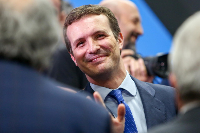 El presidente del Partido Popular, Pablo Casado, en el acto 'La Razón de...'.