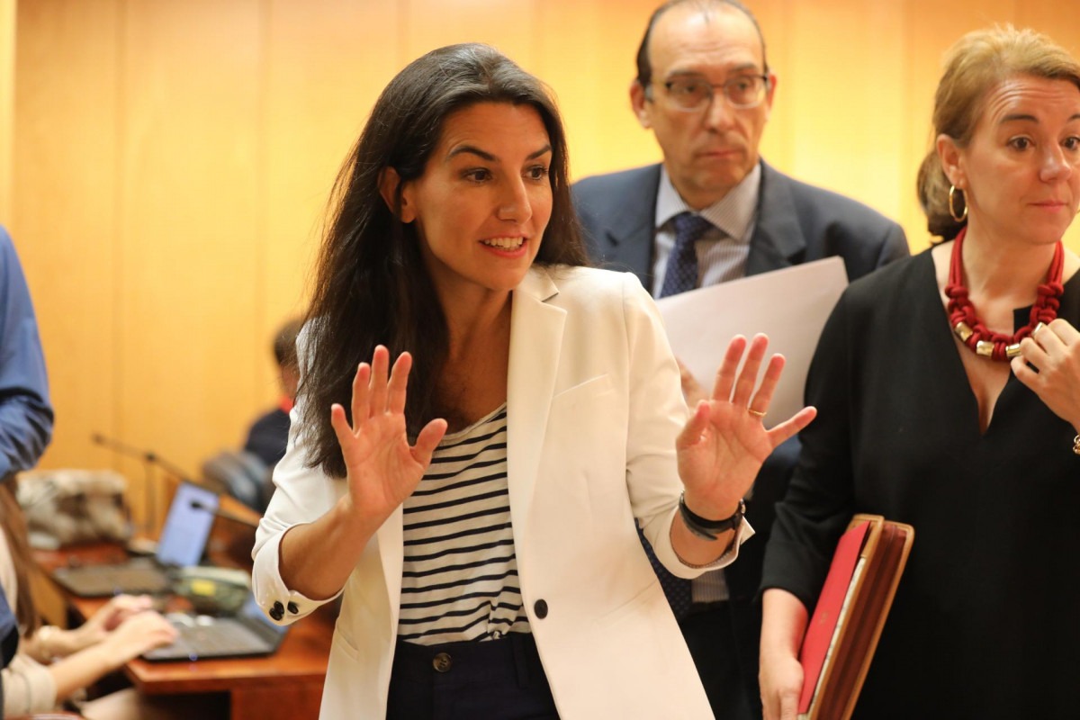 La portavoz de Vox en la Asamblea de Madrid, Rocío Monasterio, durante una reunión de la Junta de Portavoces de los Grupos Parlamentarios en la Asamblea de Madrid.