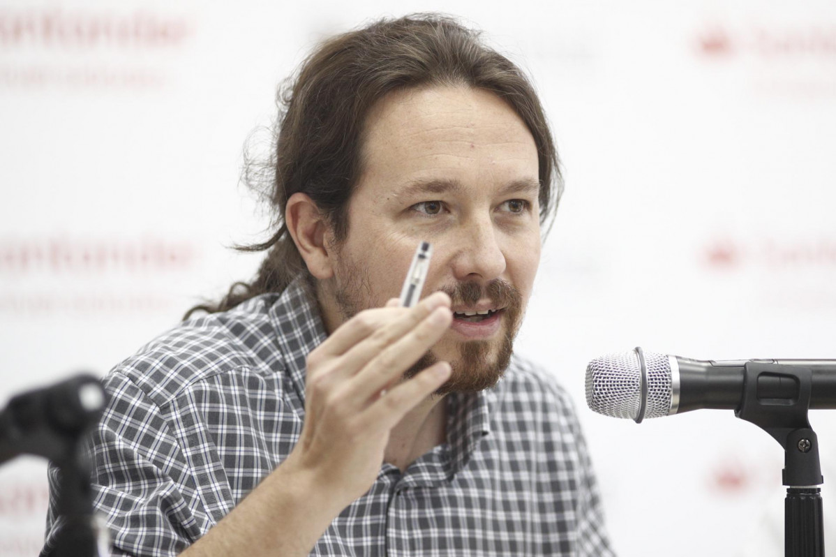 El secretario general de Podemos, Pablo Iglesias, durante su intervención en la inauguración del curso 'Bases para un nuevo republicanismo'.