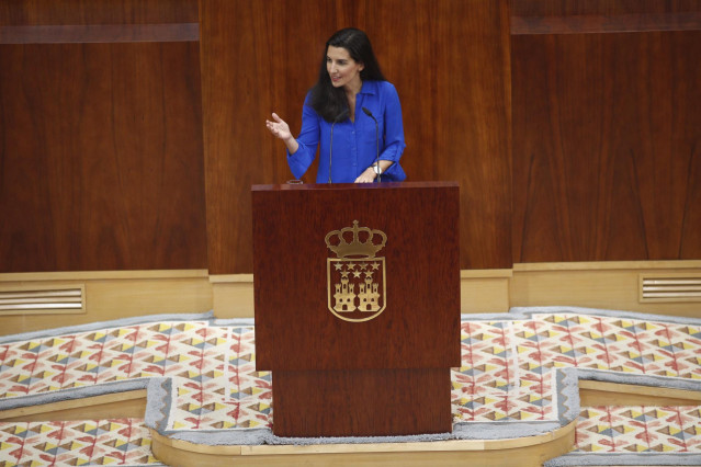 La candidata de VOX a la presidencia de la Comunidad de Madrid, Rocío Monasterio, durante su intervención en el pleno de investidura del presidente de la Comunidad de Madrid.