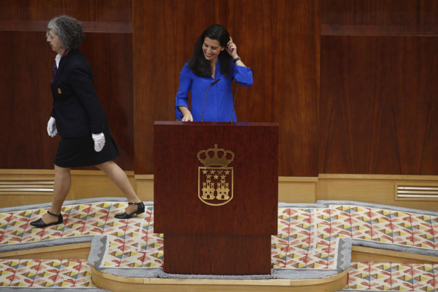 La candidata de VOX a la presidencia de la Comunidad de Madrid, Rocío Monasterio, durante su intervención en el pleno de investidura del presidente de la Comunidad de Madrid.