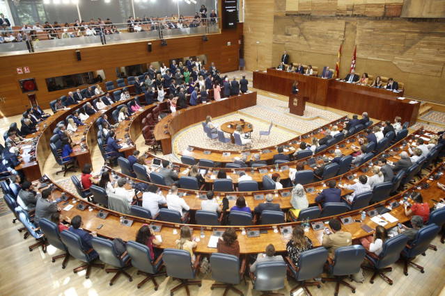 Hemiciclo de la Asamblea de Madrid, durante el pleno de investidura del presidente de la Comunidad de Madrid.