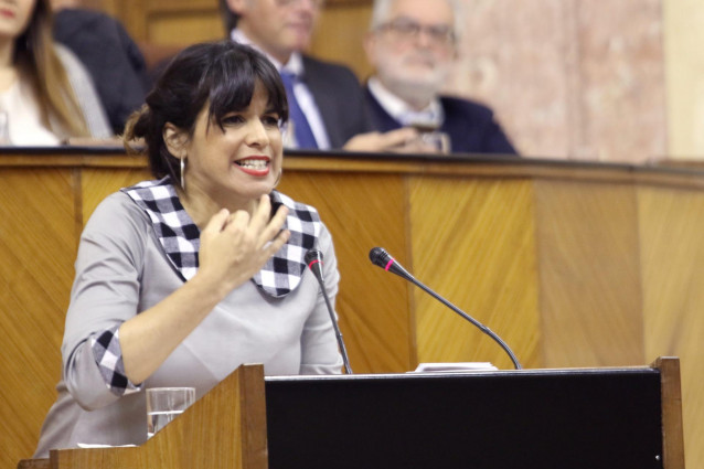 La dirigente de Adelante Andalucía,Teresa Rodríguez, en el debate de investidura. En una foto de archivo