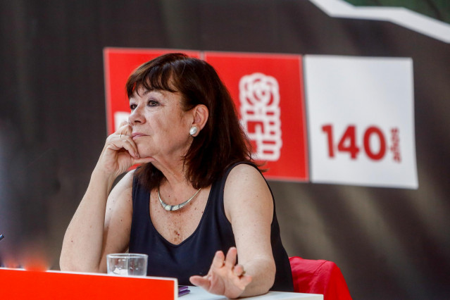 La presidenta del PSOE y vicepresidenta primera del Senado, Cristina Narbona, interviene en la conferencia de las jornadas 'Diálogos 140 aniversario' por el aniversario del PSOE en el Centro Cultural Daoiz y Velarde de Madrid.