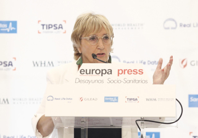 La consejera de Sanidad Universal y Salud Pública de la Generalitat Valenciana, Ana Barceló, interviene en un Desayuno Socio-Sanitario de Europa Press organizado en el Hotel InterContinental de Madrid.