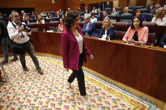 La candidata del PP a la presidencia de la Comunidad de Madrid, Isabel Díaz Ayuso, en imagen de archivo de la Asamblea de Madrid.