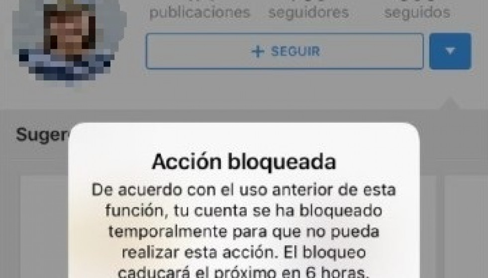 Cuenta bloqueada en Instagram