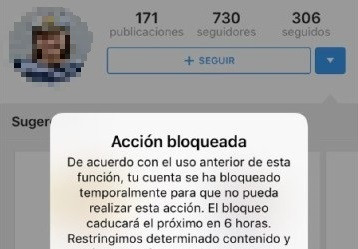 Cuenta bloqueada en Instagram
