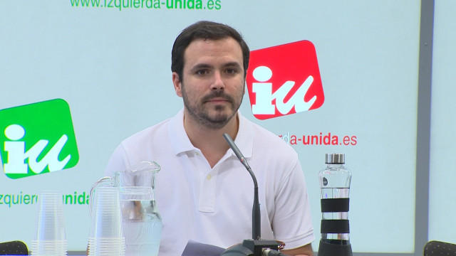 Coordinador Federal de Izquierda Unida, Alberto Garzón, durante una rueda de prensa previa a la reunión de la Coordinadora Federal de la formación.