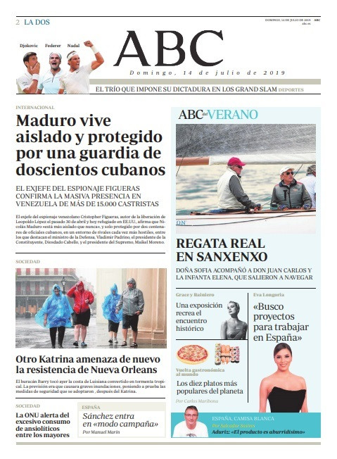 Portada de el periódico ABC del domingo 21 de julio de 2019