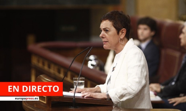La portavoz de EH Bildu en el Congreso de los Diputados, Mertxe Aizpurua, durante el debate de investidura