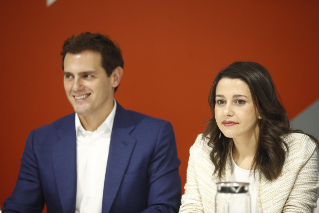 El presidente de Ciudadanos, Albert Rivera y la portavoz nacional de Ciudadanos, Inés Arrimadas, durante una reunión de la Comisión Ejecutiva de la formación naranja.
