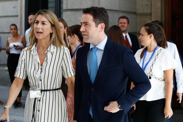 El secretario general del PP, Teodoro García Egea, a la salida de la sesión de la primera investidura fallida del candidato socialista a la Presidencia del Gobierno.