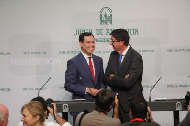 Juanma Moreno y Juan Marín, este martes
