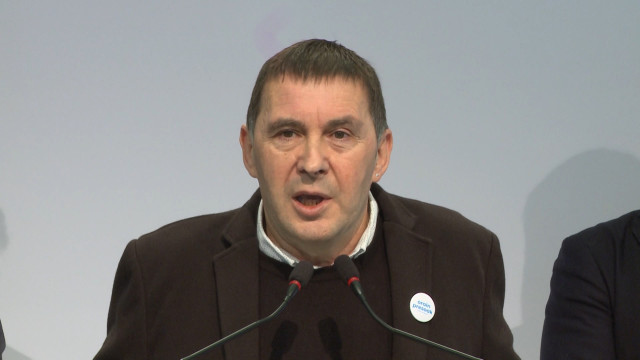 El coordinador general de EH Bildu, Arnaldo Otegi, durante una de sus comparecencias públicas