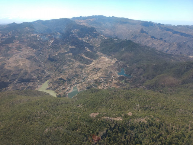 Imagen aérea del incendio de Gran Canaria tras haberse dado por controlado