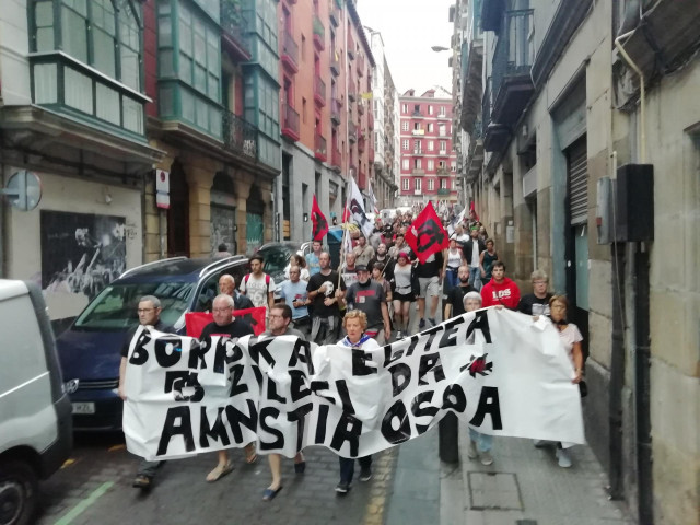 Manifestación del 'Movimiento pro Amnistía y contra la represión' celebrada en Bilbao para pedir la aministía de los presos de ETA