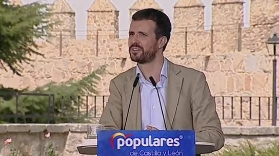 El presidente del PP, Pablo Casado, en la apertura del curso político en Ávila