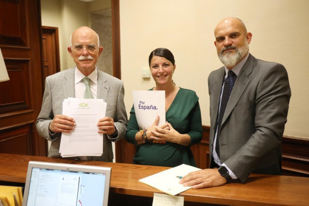 Agustín Rosety, Macarena Olona y Víctor Sánchez del Real, diputados de Vox