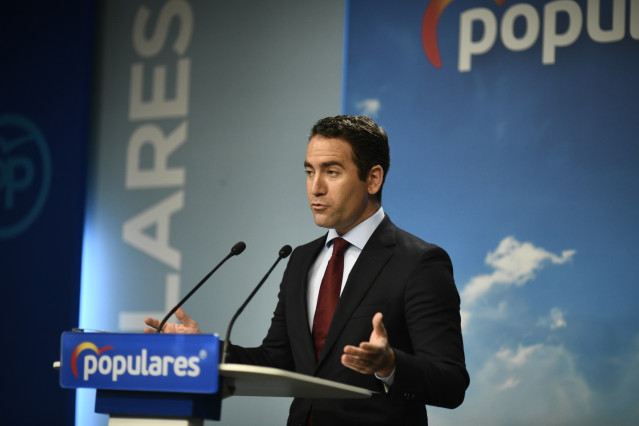 El secretario general del PP, Teodoro García Egea, durante una rueda de prensa tras la reunión del Comité de Dirección del Partido Popular en la sede de Génova, en Madrid.