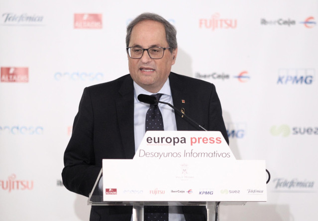 El presidente de la Generalitat, Quim Torra, interviene en el Desayuno Informativo de Europa Press en Madrid