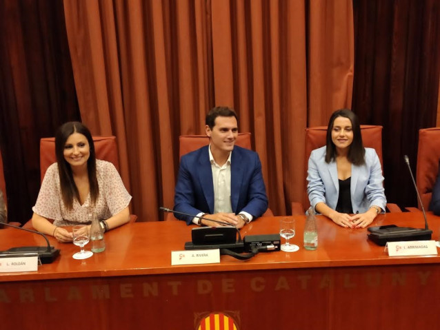 Lorena Roldán, Albert Rivera y Inés Arrimadas (Cs)