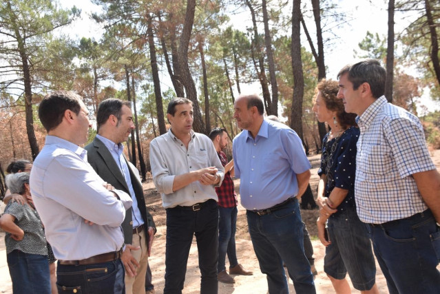 El vicepresidente del Gobierno regional, José Luis Martínez Guijarro, visita la zona afectada por el incendio de Barchín del Hoyo