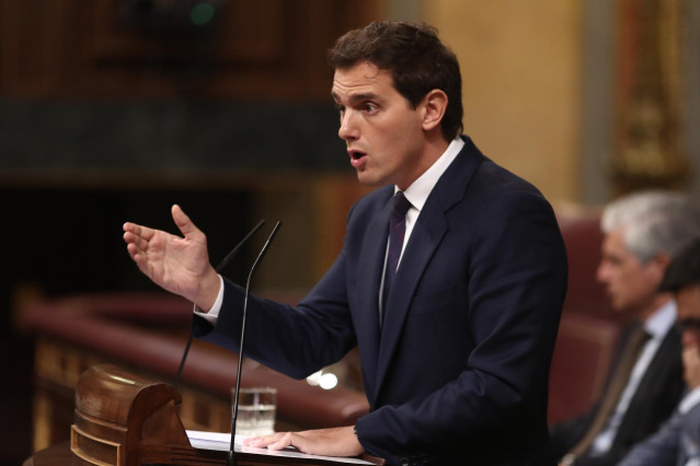 El presidente de Ciudadanos, Albert Rivera, interviene en la sesión de control al Gobierno en funciones, en Madrid (España) a 11 de septiembre de 2019.