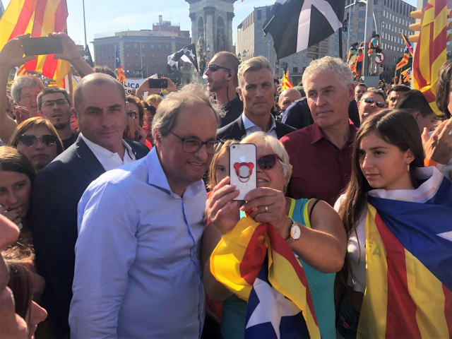 El presidente de la Generalitat Quim Torra en la manifestación de la ANC por la Diada