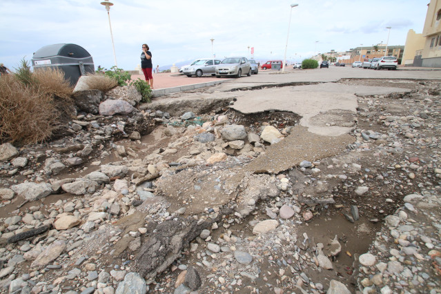 Situación de la rambla de Retamar tras las fuertes lluvias recibidas.