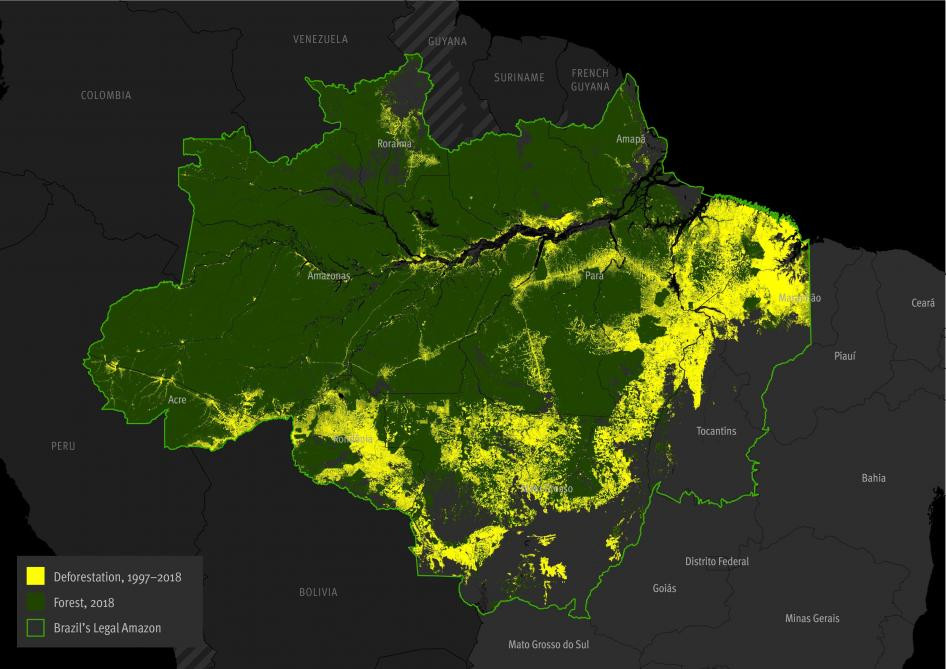Mapa de la deforestaciu00f3n del Amazonas, HRW