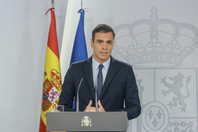 El presidente del Gobierno, Pedro Sánchez, ofrece una rueda de prensa  posterior a su reunión con el Rey para proponer candidato a la Presidencia del Gobierno, en el complejo de La Moncloa, Madrid (España) a 17 de septiembre de 2019.