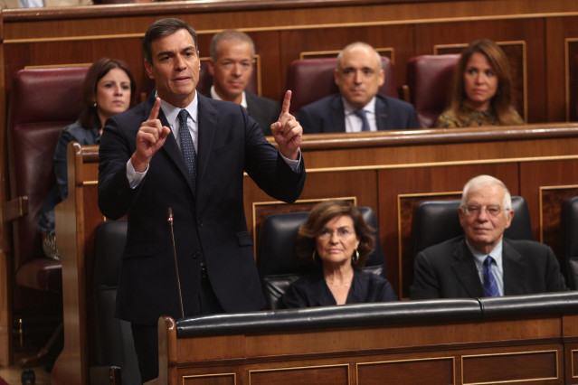 El presidente del Gobierno en fucniones, Pedro Sánchez, comparece en sesión de control al Gobierno en funciones un día después de conocerse la casi plena seguridad de unas elecciones el 10 de noviembre, en Madrid (España), a 18 de septiembre de 2019.