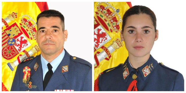 El comandante Daniel Melero y la alférez Rosa María Almirón Otero, fallecidos en el accidente aéreo de Murcia.