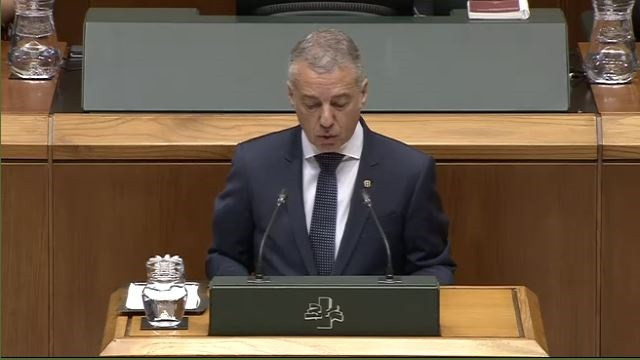 El lehendakari durante el Pleno de Política General de 2019