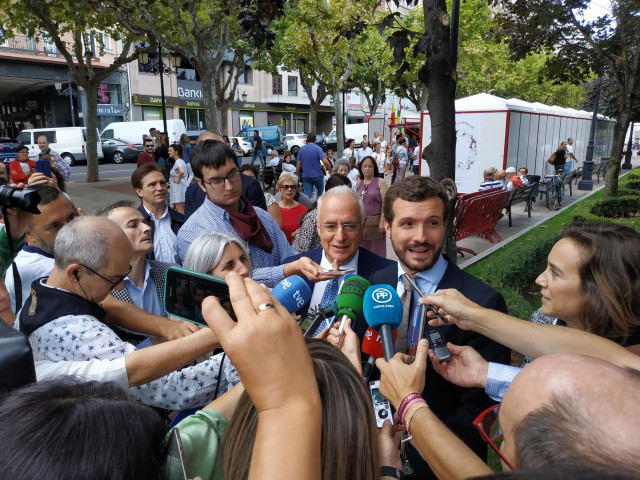 El presidente del PP, Pablo Casado, en Logroño