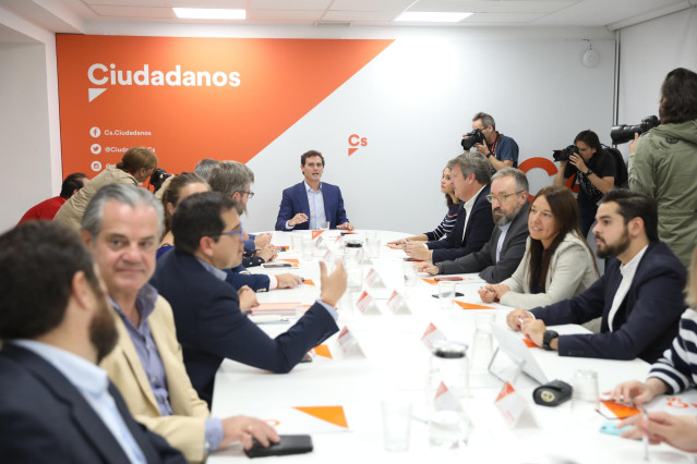 El presidente de Ciudadanos, Albert Rivera, preside una reunión de la Ejecutiva Permanente en la sede del partido.