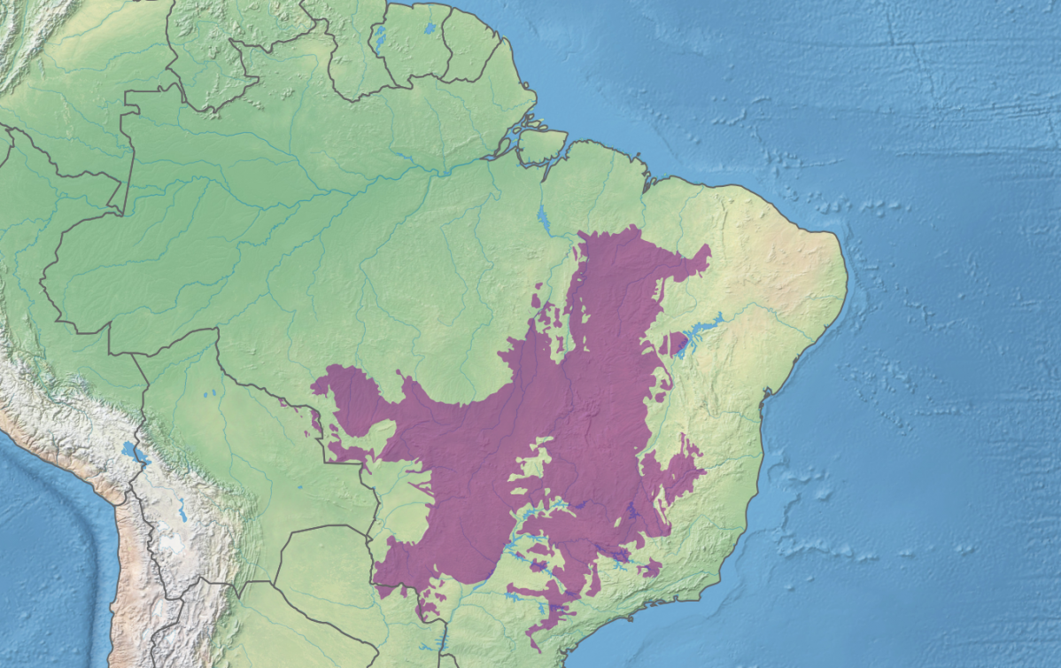 Mapa de la Ecorregiu00f3n del Cerrado en Brasil