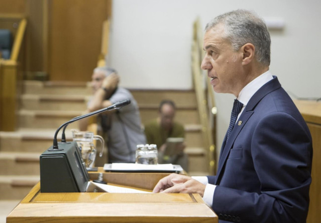 El Lehendakari, Iñigo Urkullu, en una intervención en el Parlamento Vasco