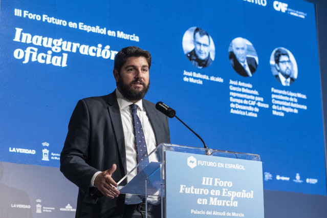 El presidente de la Comunidad, Fernando López Miras, en la jornada ‘Recursos Hídricos: innovación y desafíos’, en el marco del ‘III Foro Futuro en Español’