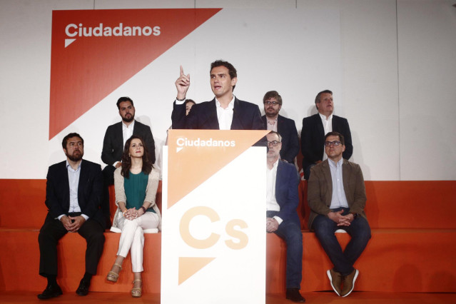 El presidente de Ciudadanos, Albert Rivera, dando un discurso ante el Consejo General del partido.