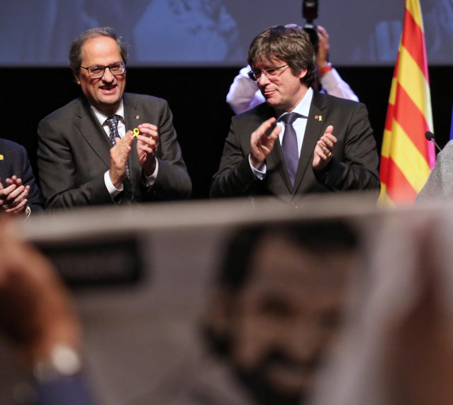 El presidente de la Generalitat, Quim Torra, y el expresidente Carles Puigdemont