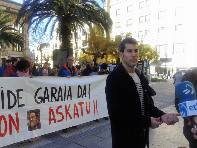 Arkaitz Rodríguez, lider de Sortu, en una movilización