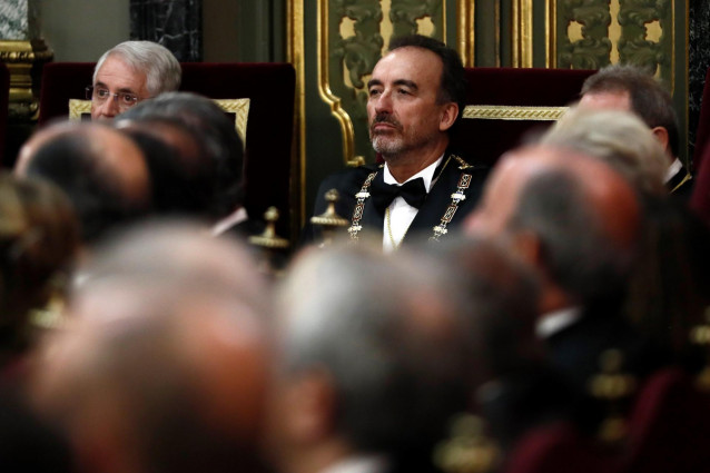 El magistrado del Tribunal Supremo Manuel Marchena (c), durante el acto de la apertura del año judicial este lunes que preside el rey Felipe VI, en el Salón de Plenos del Tribunal Supremo.