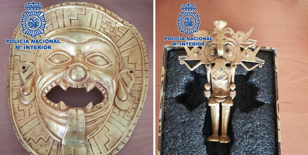 La Policu00eda Nacional incauta una mu00e1scara de oro precolombina